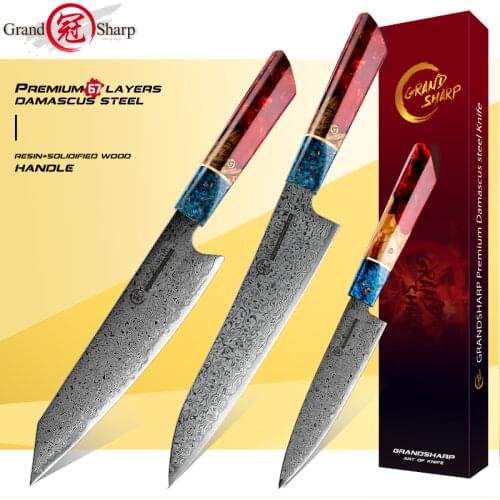 Grandsharp Chefs Knife 67 Layers vg10 Japanese Damascus Kitchen Knife Kitchen Stainless Steel Tools Gyuto Utility Kiritsuke