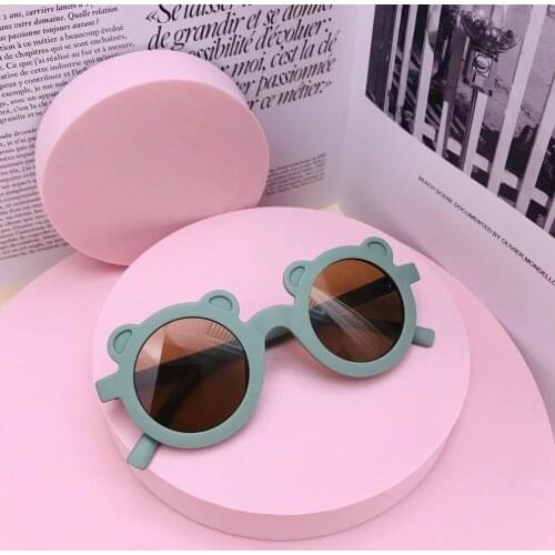 Retro Cartoon Lovely Kids Sunglasses Bear Shape Frame Girls Boys Children Sun Glasses Round Beat Baby oculos de sol infantil