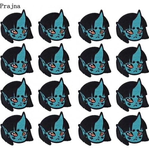 Prajna 10PCS Cartoon Anime Patches Embroidered Patches For Clothing DIY Stripes Iron On Patches Wholesale Patches On Clothes