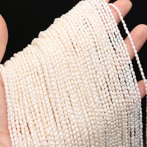 Natural Freshwater Pearl Bead Irregural Shape Rice Loose Bead for Making Jewelry Necklace Bracelet Size 2-2.5mm