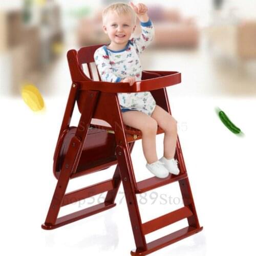 Luxury baby dining chair baby eating seat children table chair folding portable household solid wood child seat