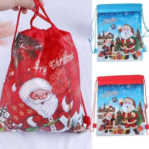 Christmas Gifts Candy Bag Santa Claus Drawstring Bag Backpack Xmas Gifts Holder