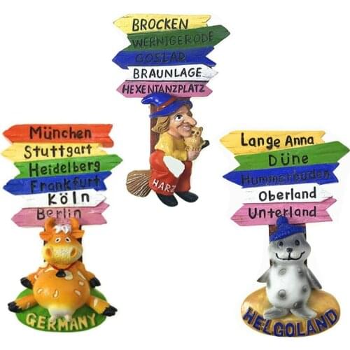 Hand-painted Bear Seal Animal Street Sign In Berlin, Germany 3D Fridge Magnets Souvenirs Refrigerator Magnetic Stickers Gift