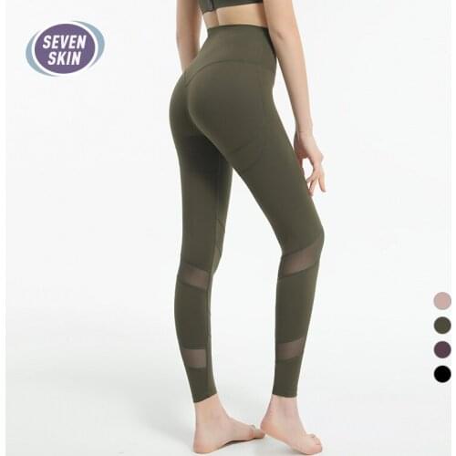 SEVEN SKIN High Waist Tummy Control Leggings Seamless Mesh Tights Women Gym Sports Leggings Fitness Sportswear Woman Yoga Pants