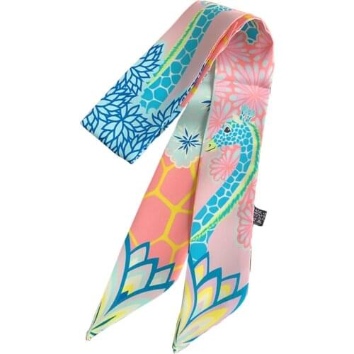 Classic womens scarf, giraffe print luxury brand small silk scarf, twill satin headband, beach shawl scarf MR39