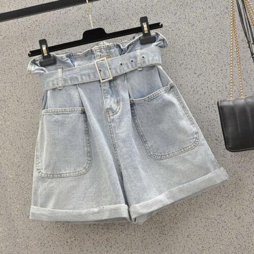 Vintage Washed Streetwear Wide Leg Denim Shorts Women Large Size 5XL Pockets Loose Women Shorts Jeans Summer Short Femme C7091