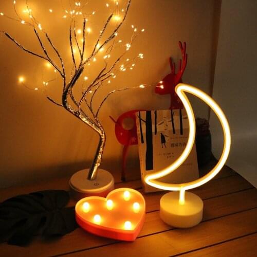 Led Neon Light Sign Holiday Xmas Party Wedding Decorations Kids Room Home Decor Flamingo Moon Neon Lamp