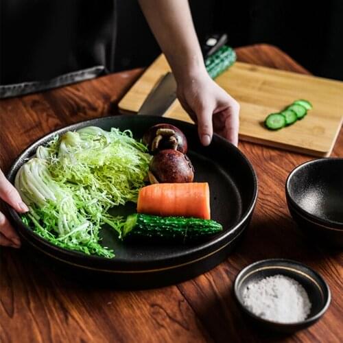 Japanese Phnom Penh home plate dish bowl breakfast plate creative ceramic noodle bowl fruit deep plate salad bow