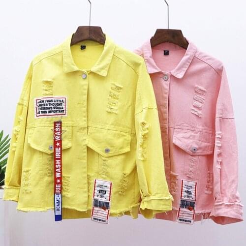 Womens Denim Coats high quality Neploe Pockets Women Denim Jacket Pole Female Loose Coat 2019 Autumn New Cool Girl Outwear