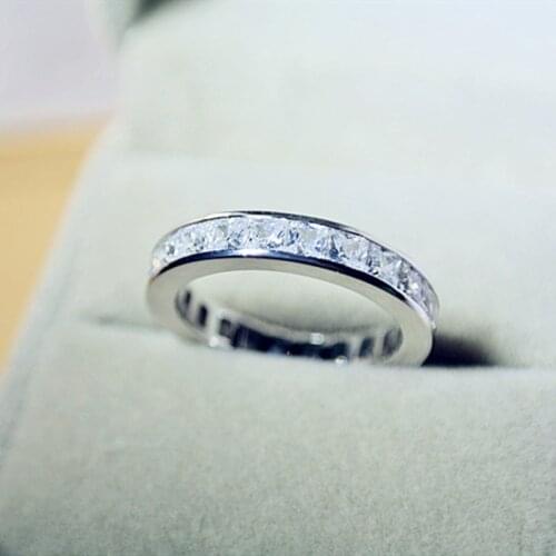 Luxury Brand Fine Jewelry White Gold Inlay Diamond Ring Earring for Women Wedding Engagement Size4-10 Pinky Rings for Couplea