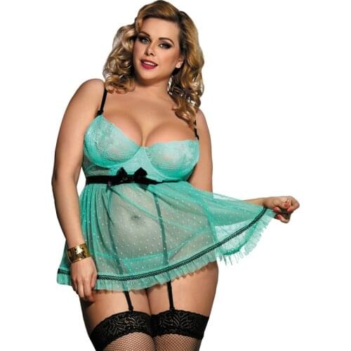 Bielizna Erotyczna Sexy Hot Open Back Babydoll Dress 3XL 5XL Sexy Underwear Large Size Womens Nightie Erotic Plus Size Lingerie