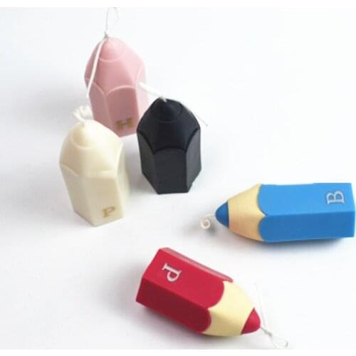 3D Pencil Silicone Mold for Candle Making Supplies Aromatherapy Plaster Chocolate Handmade DIY Classmate Gift Decoration