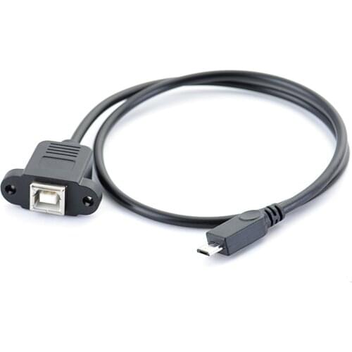 Micro-USB 5pin Micro USB 2.0 Male to USB 2.0 B Type Female Connector Cable 30cm 50cm With Panel Mount Hole cables