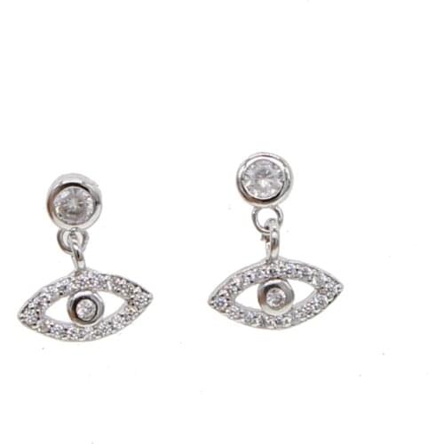 925 sterling silver eye dangle earring simple v shape earrings oval shape cz Earring for women lady tiny dangle earring Jewelry
