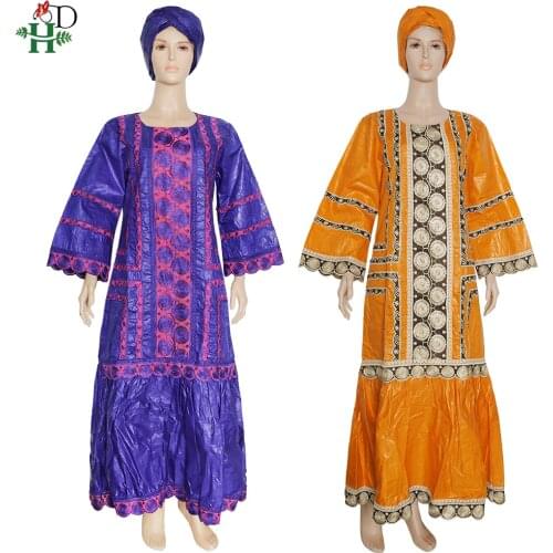 H&D Dashiki African Dresses For Women Ankara Plus Size Maxi Dress Embroidery Bazin Rich Getzner Robes 2020 Ladies Clothes Turban