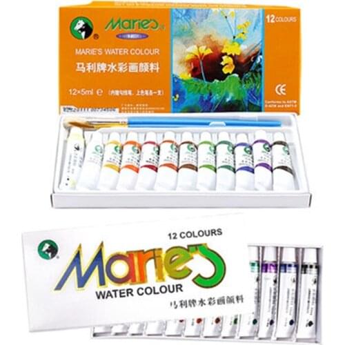 Maries Watercolor Paint Set 12/18/24/36 Colors 5ML/12ML Tube Water Color Pigment Transparent Fine Water Solubility For Beginner