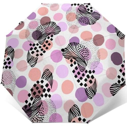 Automatic Umbrella Creative Abstract Print three-fold umbrella women men rain umbrella