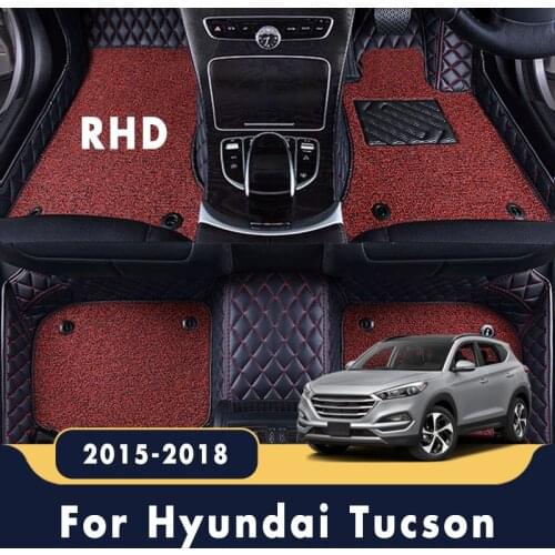 RHD Car Floor Mats For Hyundai Tucson 2018 2017 2016 2015 Luxury Double Layer Wire Loop Carpets Auto Interior Protector Covers