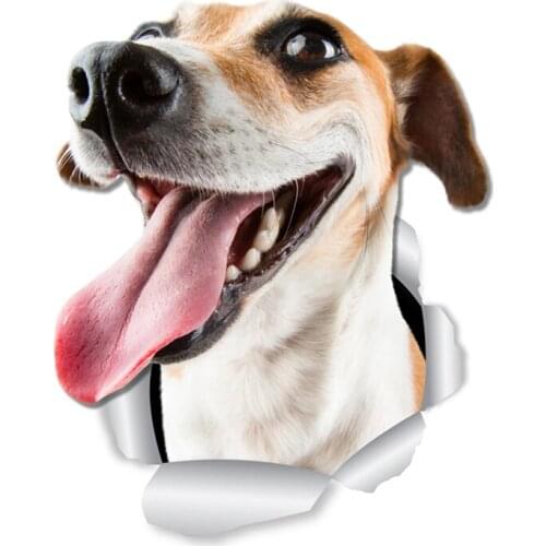 B0577# 13CM 17 CM Self-Adhesive Decal Happy Jack Russell Breed Car Sticker Waterproof Auto Decors on Bumper Rear Window Laptop