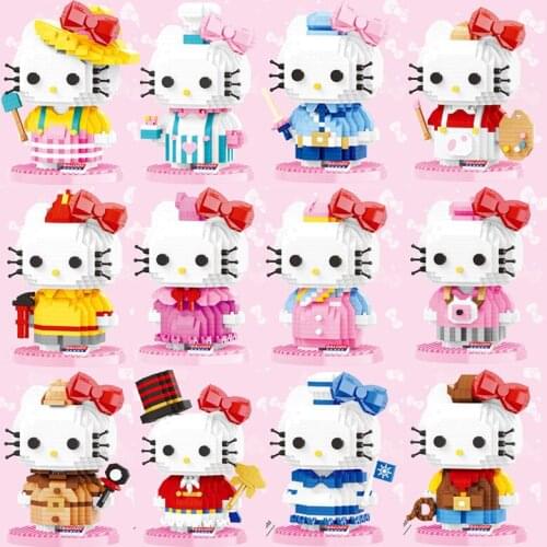 Balody 18099 Cartoon Diamond Blocks Hi Kitty Building Toys Cat Anime Action Figures Small Assembled Bricks Toys for Children