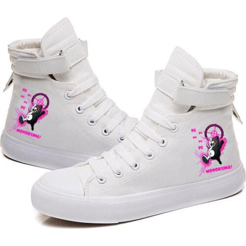 Anime Danganronpa Monokuma Cosplay Shoes Womens Mens Enoshima Junko Sports Casual Canvas Shoes Ankle Boots For Girls Boys