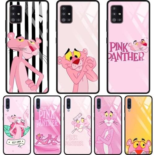 Tempered Glass Cover For Samsung Galaxy A51 A71 A91 A72 A52 A81 A41 A31 A21 A21s M51 M31 M21 Capa Case Cartoon Cute Pink Panther