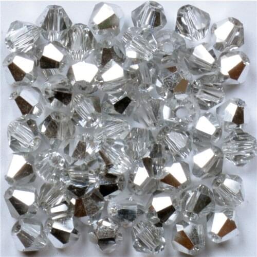 Half Silver Color 100pcs 4mm Bicone Austria Crystal Beads charm Glass Beads Loose Spacer Bead for DIY Jewelry Making
