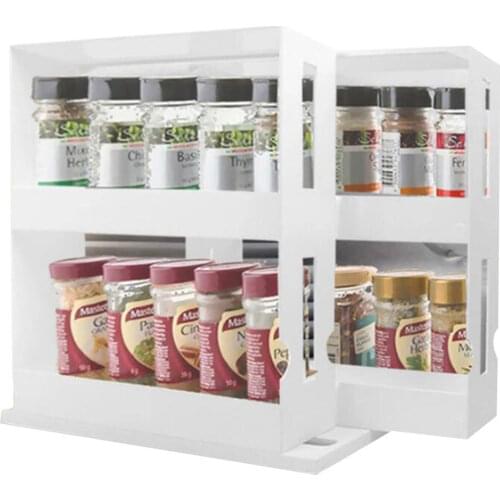 Double Layer Multi-Function Storage Rack Rotating Kitchen Organizer Seasoning Spice Jar Holder Home Kitchen Supplies