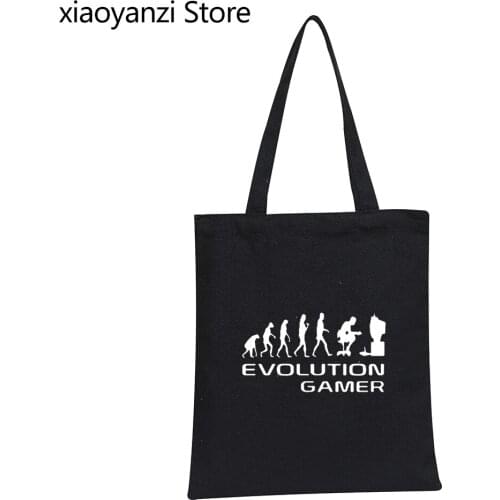 Evolution Of A Gamer PC Geek leisure time Printed Eco Reusable Shopping Bag Anime Funny Student Books Bags omen Shoulder Bags