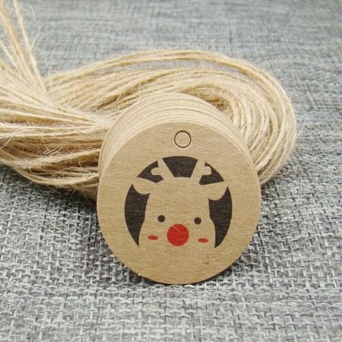 3*3cm round shape kraft gift tag 500pcs +500 string for christmas favors/baby toy display package