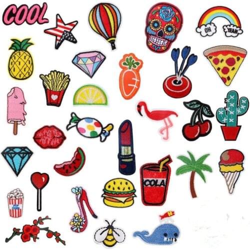 Fruit Vegetables Patch for Clothing Iron on Embroidered Sewing Applique Patches Sew on Fabric Badge DIY Apparel Accessories