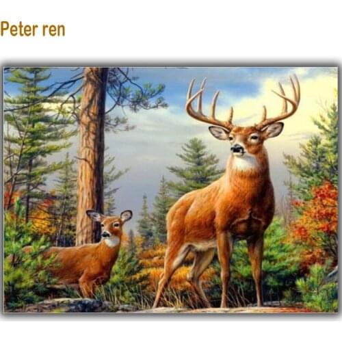 Peter ren Diamond Painting Cross stitch Home Decor 3 square drill mosaic full coverage Canvas Diamond Embroidery The deer horns