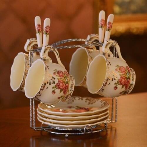 European Style Coffee Cup Set Ceramic Tea English Afternoon Tea Set Luxury Household Porcelain Tea Cup with Spoon Set Teapot