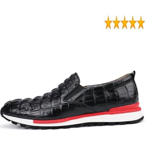 Crocodile Travel Real Luxury Men Leather Antiskid Platform Joggers Sneakers Loafers Slip On Moccasin Gommino Casual Shoes
