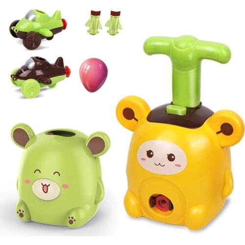 Inertia Flying Power Balloon Car with Rocket Launcher Cartoon Balloon Vehicles Science Experimen Toys for Children Toddler Boy