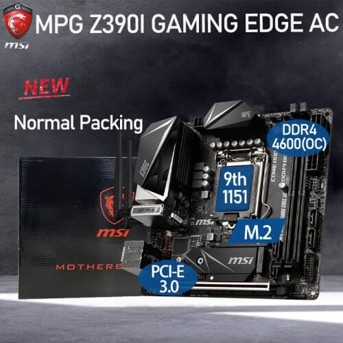 LGA1151 MSI MPG Z390I GAMING EDGE AC Motherboard DDR4 32GB M.2 PCI-E 3.0 Intel 9th gen CPU Placa-mãe Mini-ITX Desktop Intel Z390