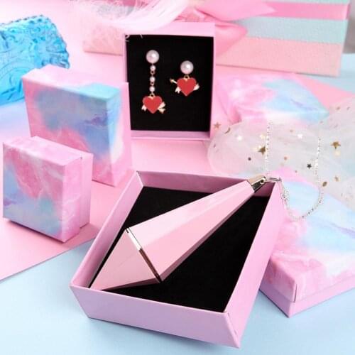 Marble Print Gift Jewelry Box Ring Earrings Sponge Storage Container Package Bag Necklace Bracelet Display Gift Box Holder