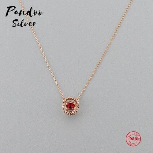 PANDOO Fashion Charm Sterling Silver Original 1:1 Copy, Flame Red Lip Chain Necklace Female Luxury Jewelry Gifts