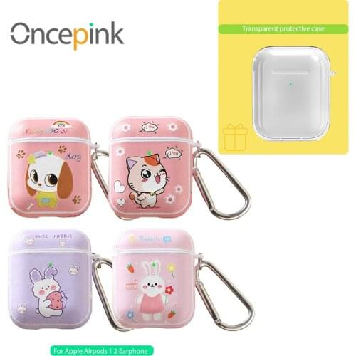 Oncepink Cute Cartoons Case For Original Apple Airpods 1 2 Earphone Case For Apple Airpods 2 Air Pods 1 Shell Sleeve Coque Cover