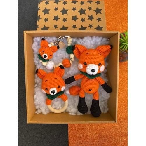 Amigurumi Organic Mesh Toy Newborn Fox Set