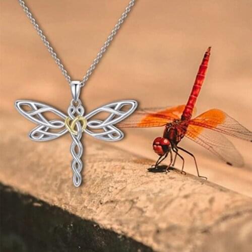 Dragonfly Pendant Necklace Silver Color Alloy Necklaces For Women Vintage Animal Dragonfly Wedding Necklace