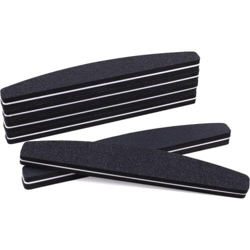 5Pcs High elastic Sponge Nail File 100/180 Black Boat Nail Buffer Washable Double Sided Sanding Blcok Manicure Nail Supplier