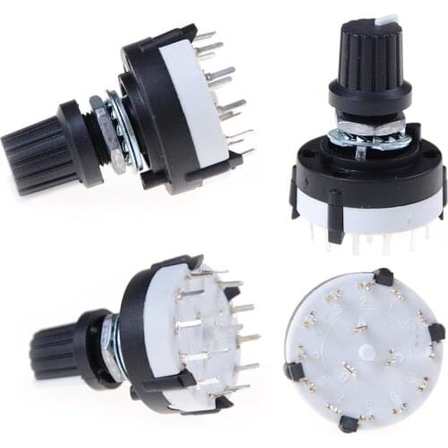 4P3T Single Deck Rotary Switch Band Selector 4 Pole 3 Position With Knob Black