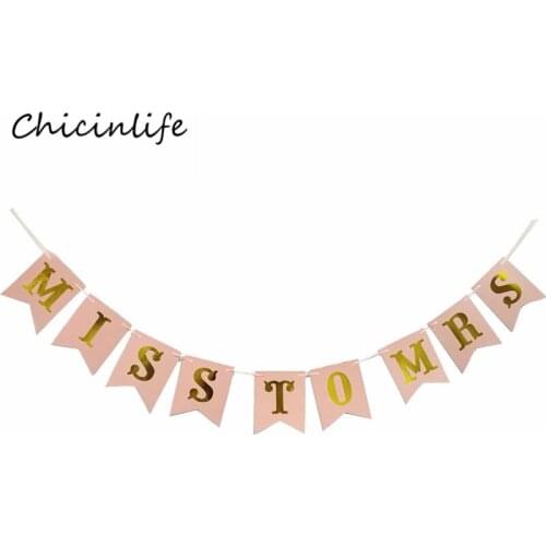 Chicinlife 1set Pink Miss to Mrs Bunting Banner Bridal Shower Bachelorette Party Decoration Wedding Supplies