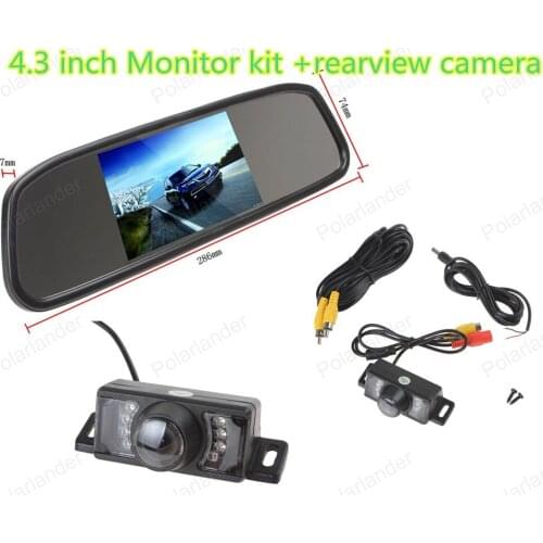 CCD Waterproof Parking Monitors System LED Night Vision 170 Car Rear View Camera With 4.3 inch Car Rearview Mirror Monitor