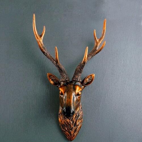 MODERN DEER HEAD SCULPTURE WALL HANGING ELK STATUE DECORATION HOME 3D HANDMADE ORNAMENT ARTWORK CRAFT ANIMALS SCULPTURE