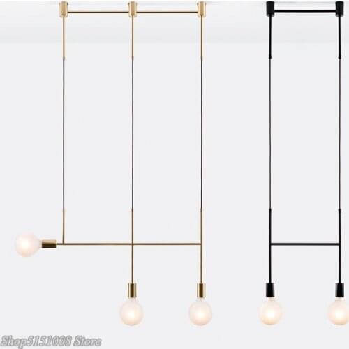 Modern Minimalist Pendant Lights Nordic Iron Geometric lines Hanging Lamps Dining-room Bedroom Cafe Indoor Decor Light Fixtures