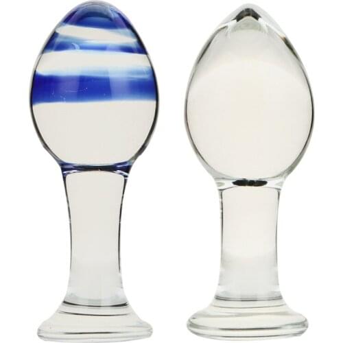 Glass Anal Plug Dildo G Spot Anal Dilator Stimulator 45mm Glass Butt Plug Adult Sex Toys For Woman Erotic Anus Ass Plug