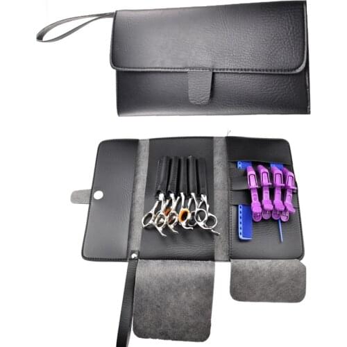 High Quality Hairdresser Tools Bag PU leather Scissor Hand Bag Can Hold 5 Pieces Scissor Hairdressing Scissor Wallet For Combs