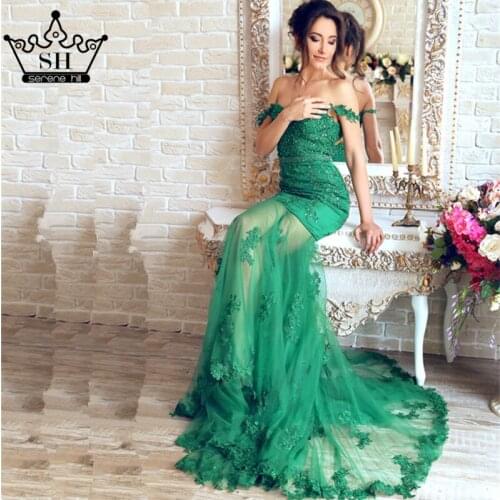 Mermaid Evening Dresses 2020 New Bridal Dress manga longa Evening Dresses Longue Real Photo HA2130
